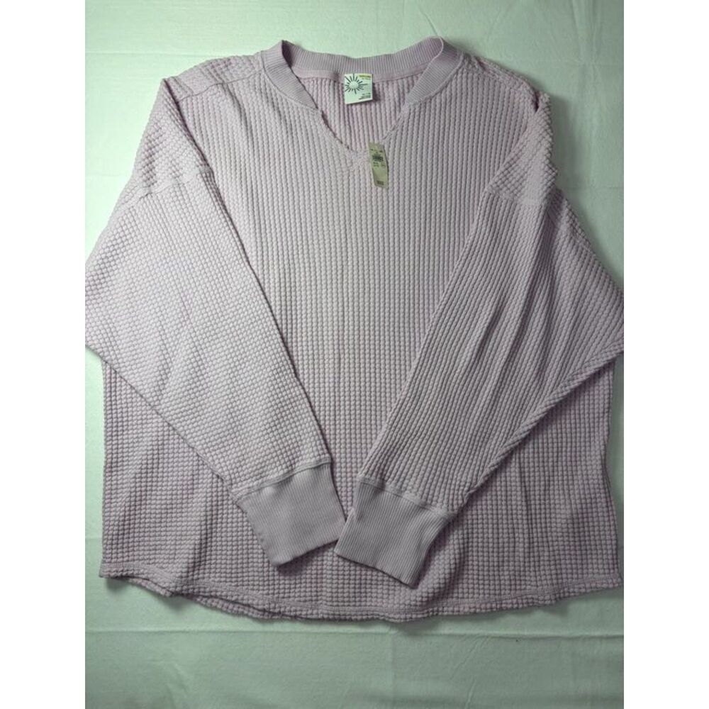 NWT OFFLINE by Aerie Waffle Knit V-Neck Oversized Sweater Lavender XL